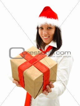 Christmas woman with gift