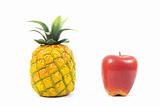 pineapple and red apple