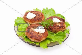 Cutlets with salad leaves 