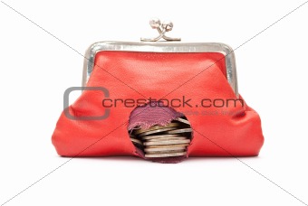 Red purse with hole