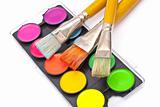 Watercolor paints set with brushes 