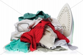 Iron and disorderly heap clothes