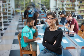 group of people in library