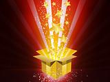 Christmas Golden Gift Box with Stars
