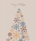 Christmas retro Tree with snowflake. Vector