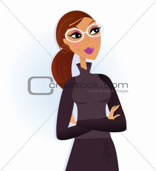 Businesswoman folding arms and smiling