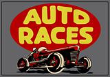 Vintage auto races poster