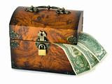 treasure chest and dollars