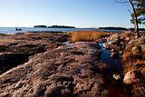 Rocky seashore in Helsinki Finland