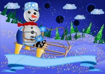 Snowman Sledging