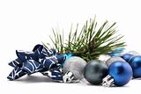 Blue and silver Christmas ornaments