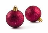 Two red Christmas baubles 