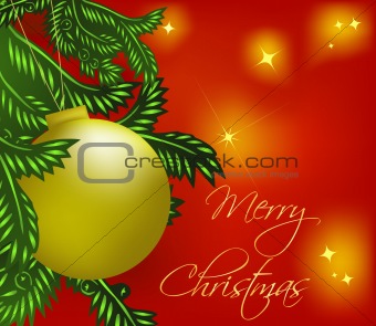 Christmas background with gold ball. Vector