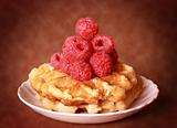 waffle with fresh raspberries