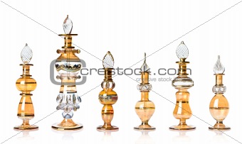 Golden oriental perfume bottles