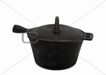 Sooty cast-iron pot