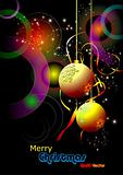 Christmas - New Year shine card with golden balls Eps10 vector