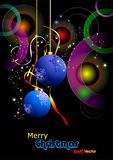 Christmas - New Year shine card with blue balls Eps10 vector