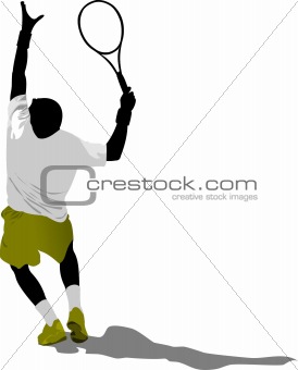 Tennis player. Colored Vector illustration for designers
