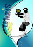 Eps10 Tennis player poster. Colored Vector eps 10 illustration f