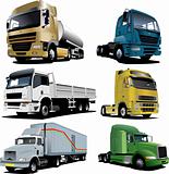 Six  trucks. Vector illustration
