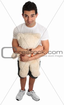 Man with teddy bear