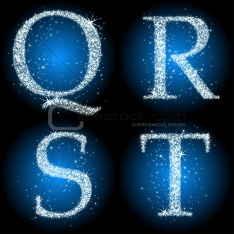 letters stars blue