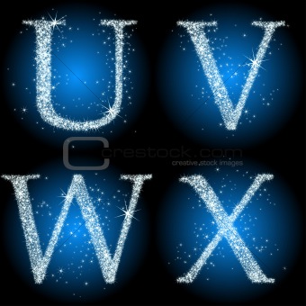 letters stars blue