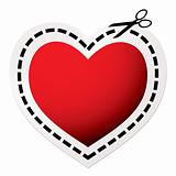 cut out heart red