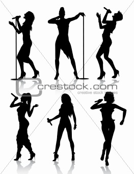 Female Singers Silhouette Set