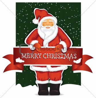 Santa Claus With Christmas Banner