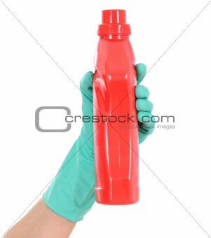 red bottle in hand