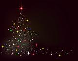 Vector abstract winter background with stars Christmas tree