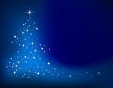 Blue vector abstract winter background with stars Christmas tree
