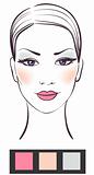 Beauty women face with makeup vector illustration 
