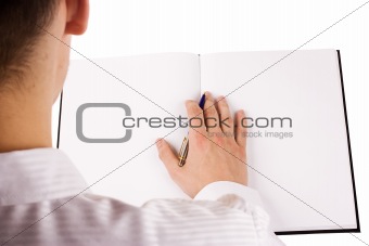 Person look on notebook