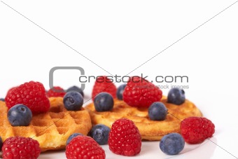 Belgian waffles with berries and cream