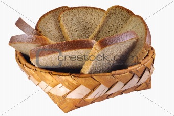 Braided birch-bark bread box with broun bread