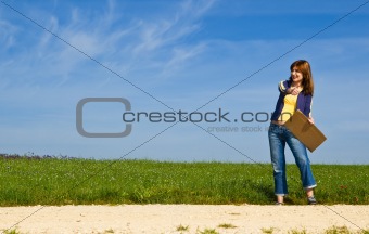 Hitch hiking girl