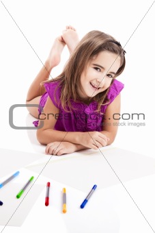 Girl making drawings