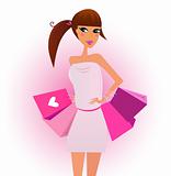 Shopper - shopping girl with pink shopping bags