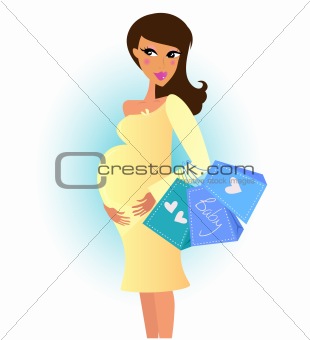 Beautiful pregnant woman on shopping for her new baby