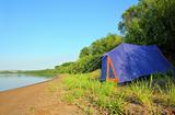tent on river beach