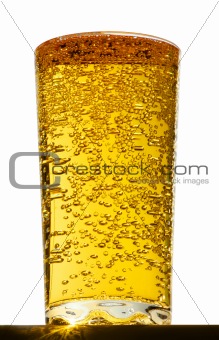 glass with bubbles in beer