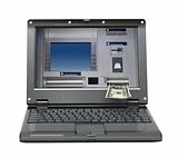 laptop with cash dispense on screen
