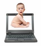 laptop with cute baby