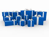 3d blue white gift box
