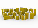 3d gold white gift box
