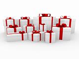 3d red white gift box