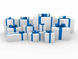 3d blue white gift box